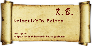 Krisztián Britta névjegykártya